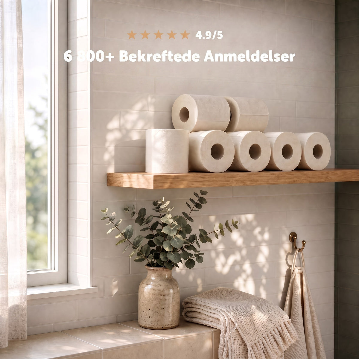 Myyk toalettpapir på badet, 6 800+ bekreftede anmeldelser, 4.9 av 5