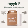 Myyk bambus kjøkkenpapir med fordeler: suger raskt, uten klor og PFAS, FSC-sertifisert bambus og plastfri emballasje